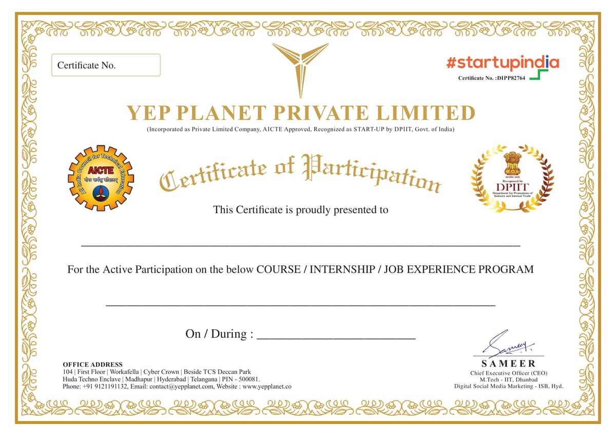 NATIONAL LEVEL CERTIFICATE — Yep Planet