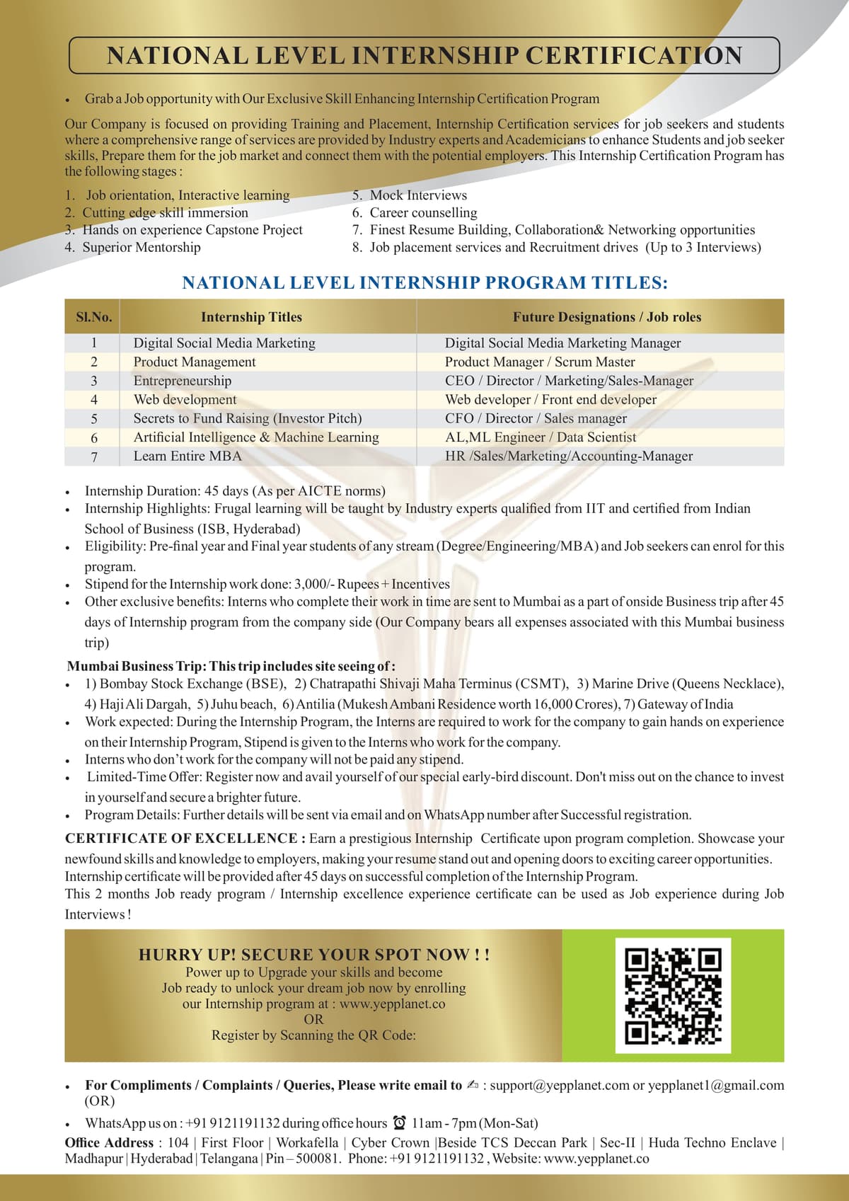 NATIONAL LEVEL INTERNSHIP — Yep Planet
